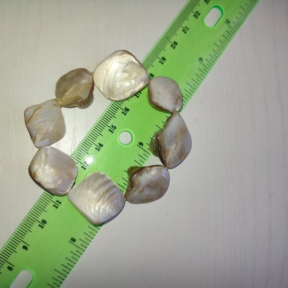 Shiny Diamond Shaped Shell Beads Bracelet Elastic Vintage small - Picture 6 of 6